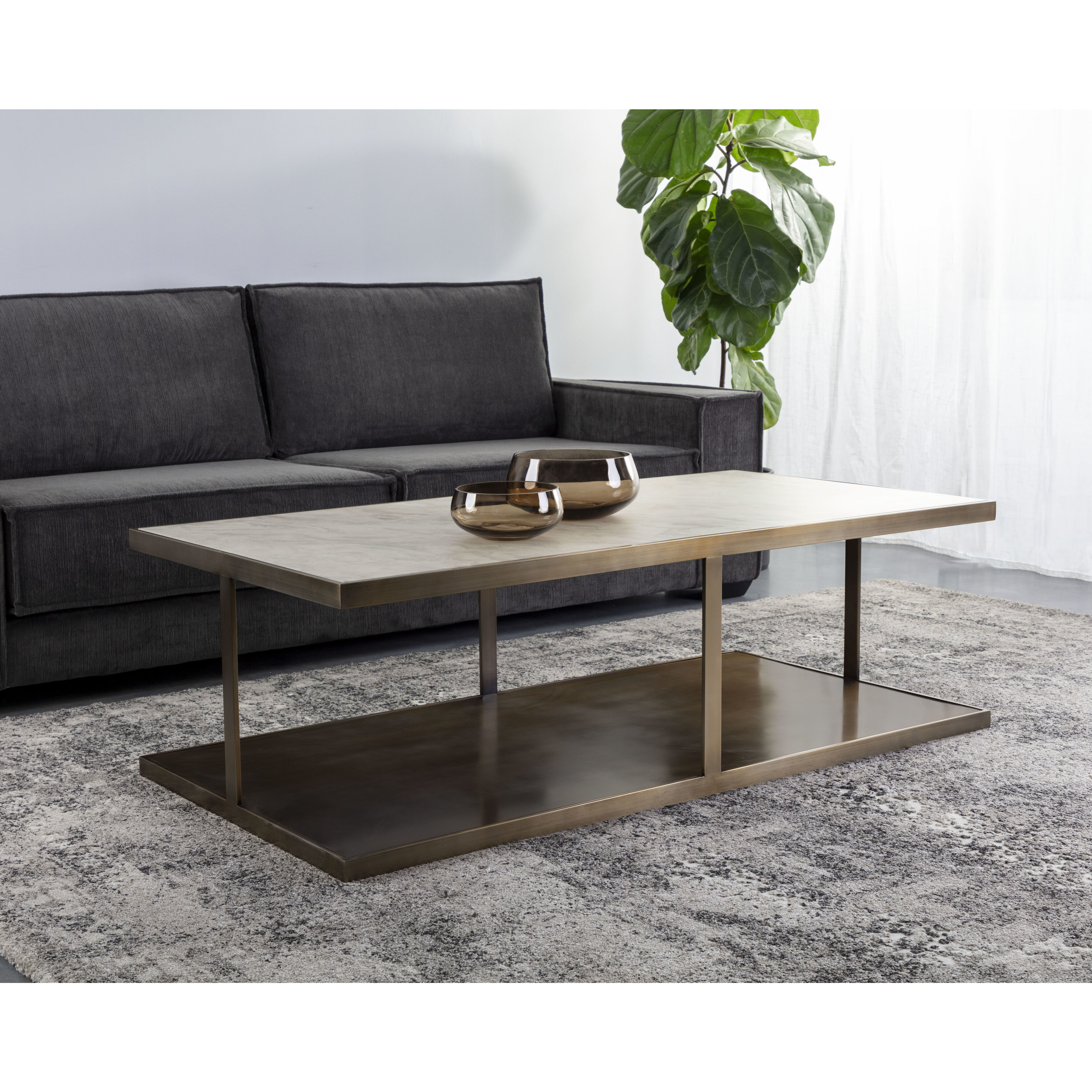 Kamali 60 X 30 inch Matte / Antique Gold Coffee Table